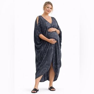 NWT Organic Maternity Kaftan Dress, High Low NonToxic Flowy Boho Midi Pregnancy